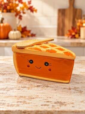 New Orange Pumpkin Pie Slice Mini Baker W/ Spoon Party Casserole Dish Kitchen
